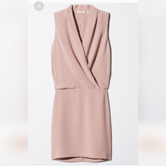 Babaton Dresses & Skirts - Babaton Blush Pink Sleeveless Mini Dress Faux Wrap Side Zipper Work Attire Sz 4